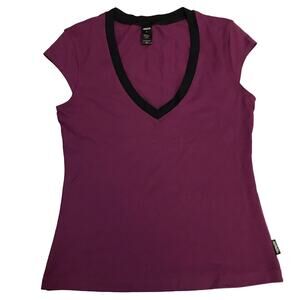 Shock Absorber Purple/ Black V neck with short sleeves top Size Small